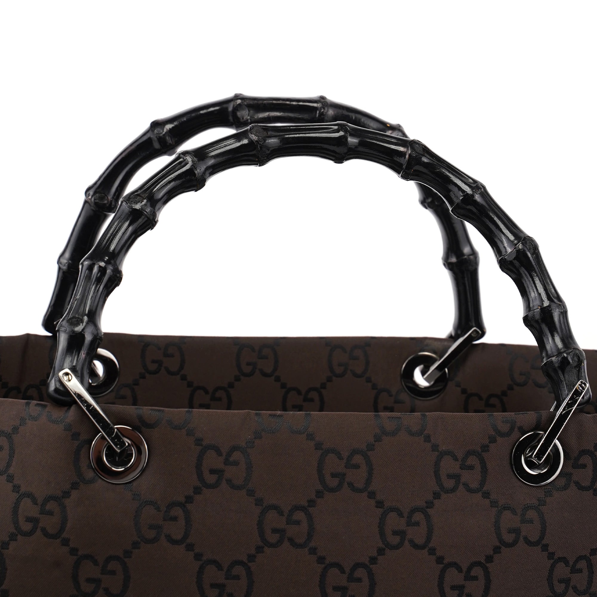 Gucci Bamboo Tote Bag aus braunem GG Canvas