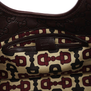 Gucci Brown GG Calfskin Embossed Jackie Shoulder Bag