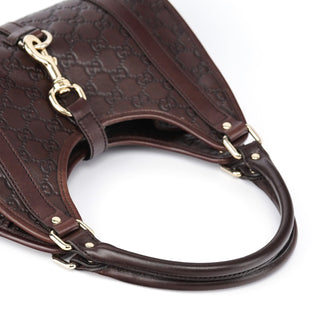 Gucci Brown GG Calfskin Embossed Jackie Shoulder Bag