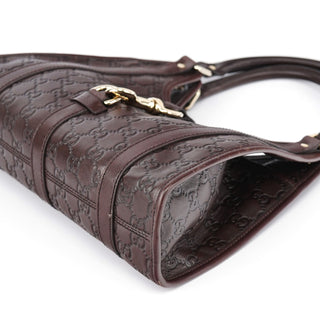 Gucci Brown GG Calfskin Embossed Jackie Shoulder Bag