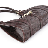 Gucci Brown GG Calfskin Embossed Jackie Shoulder Bag