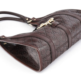 Gucci Brown GG Calfskin Embossed Jackie Shoulder Bag