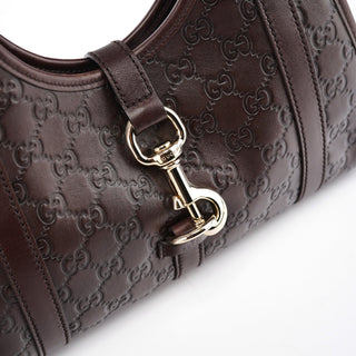 Gucci Brown GG Calfskin Embossed Jackie Shoulder Bag