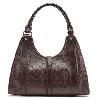Gucci Brown GG Calfskin Embossed Jackie Shoulder Bag