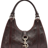 Gucci Brown GG Calfskin Embossed Jackie Shoulder Bag