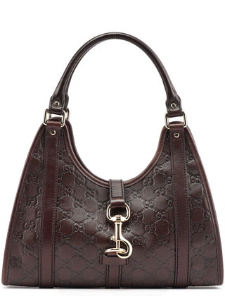 Gucci Brown GG Calfskin Embossed Jackie Shoulder Bag
