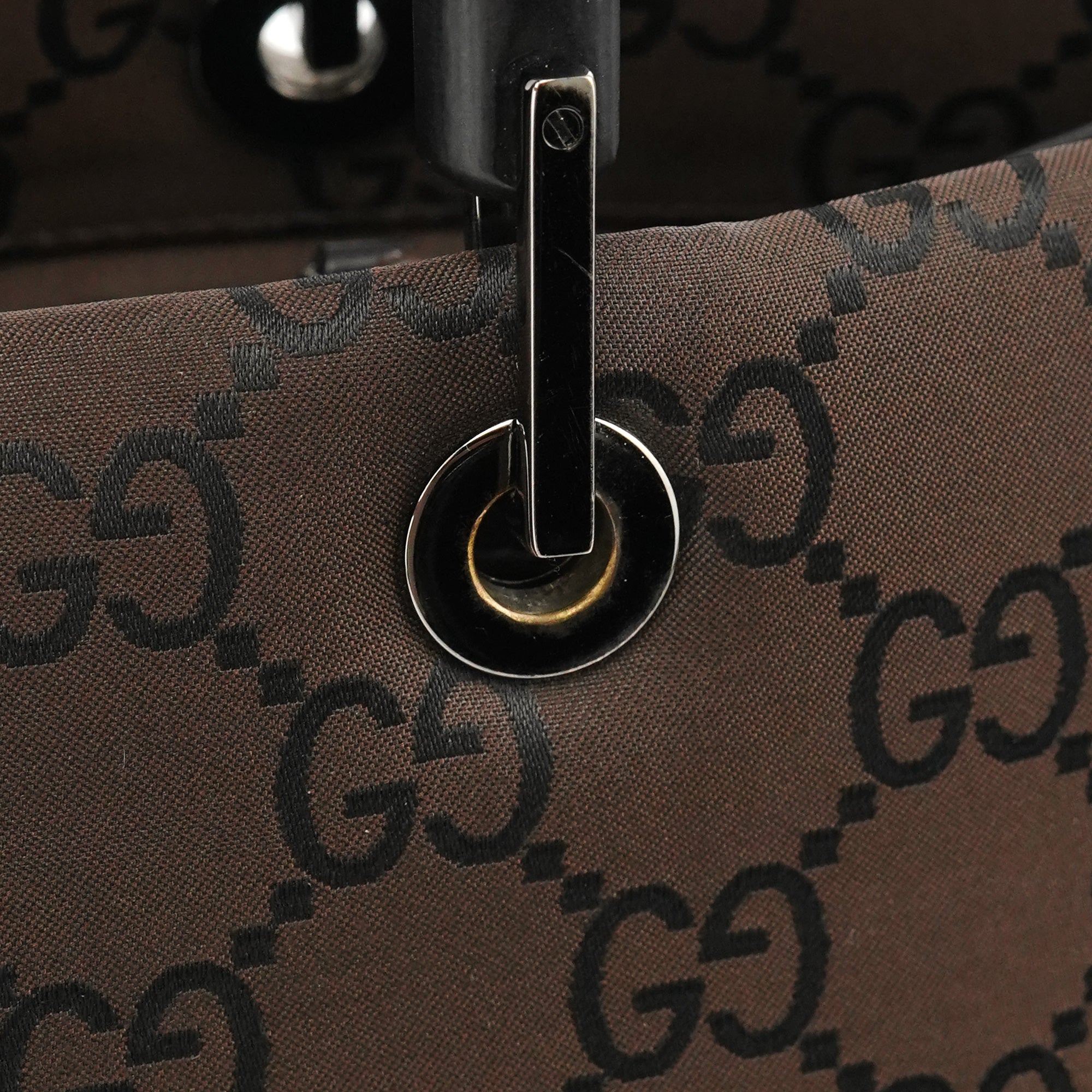 Gucci Brown GG Canvas Bamboo Tote Bag