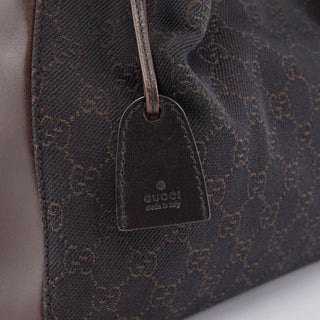 Gucci Brown GG Canvas Leather Tote Bag