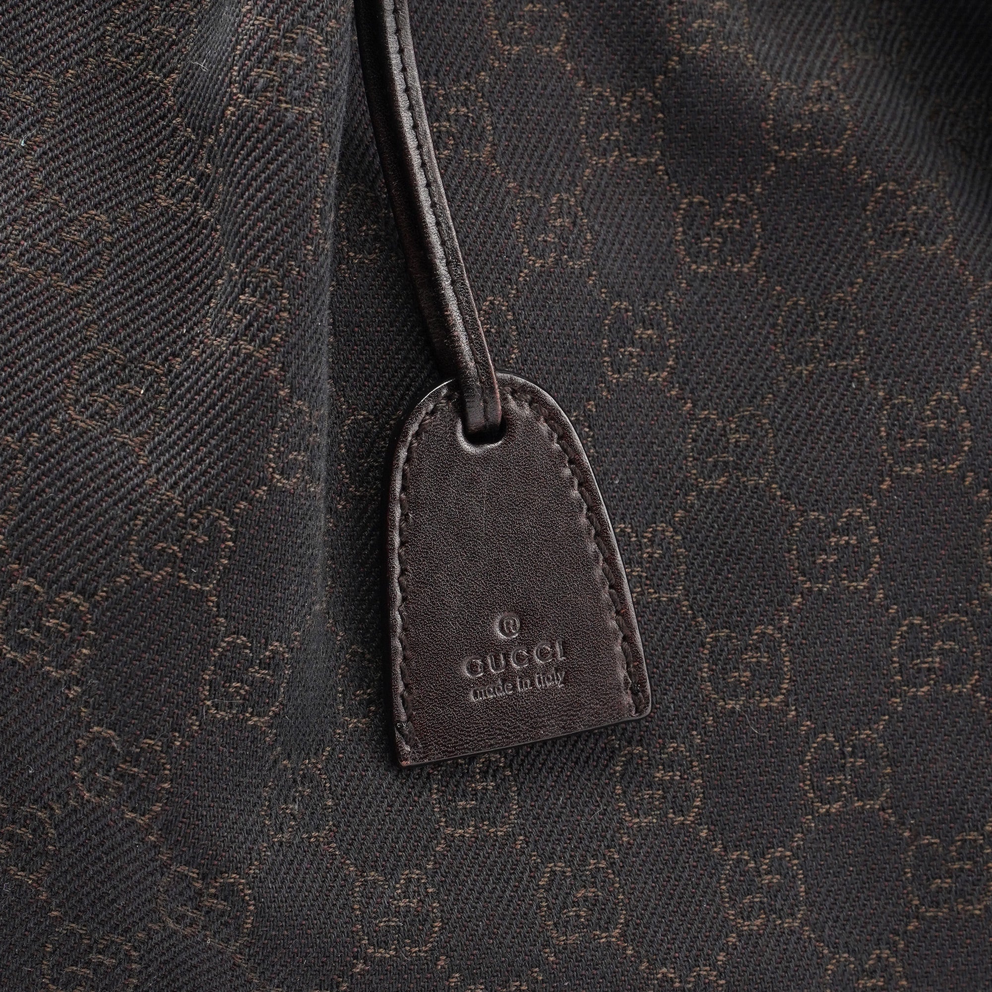 Gucci Brown GG Canvas Leather Tote Bag