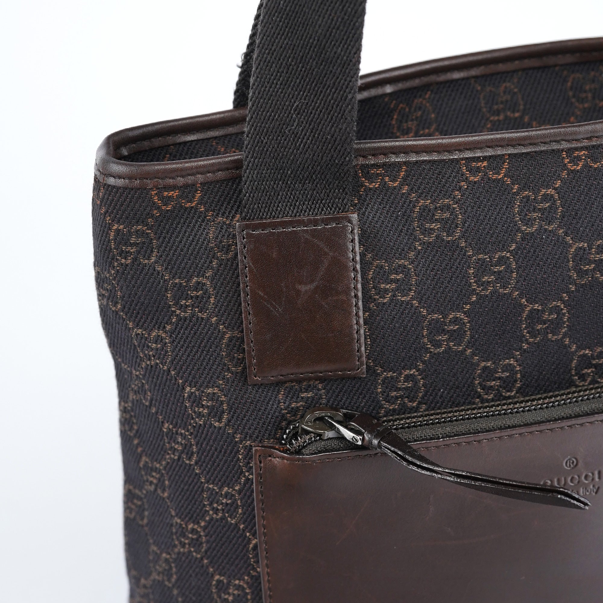 Gucci Sac cabas en toile GG et cuir marron