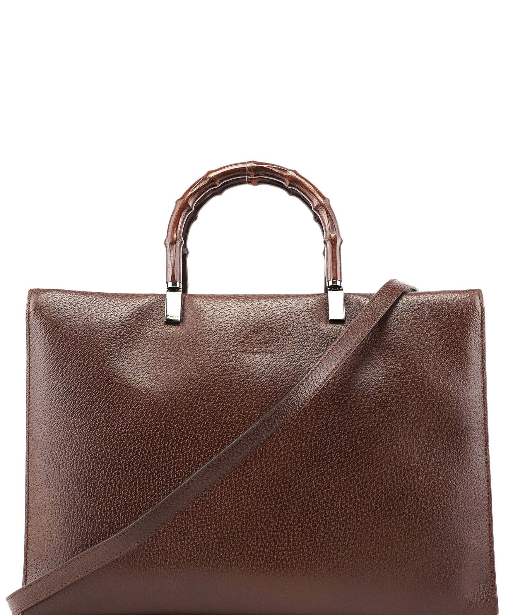Gucci Brown Leather Bamboo 2-Way Tote