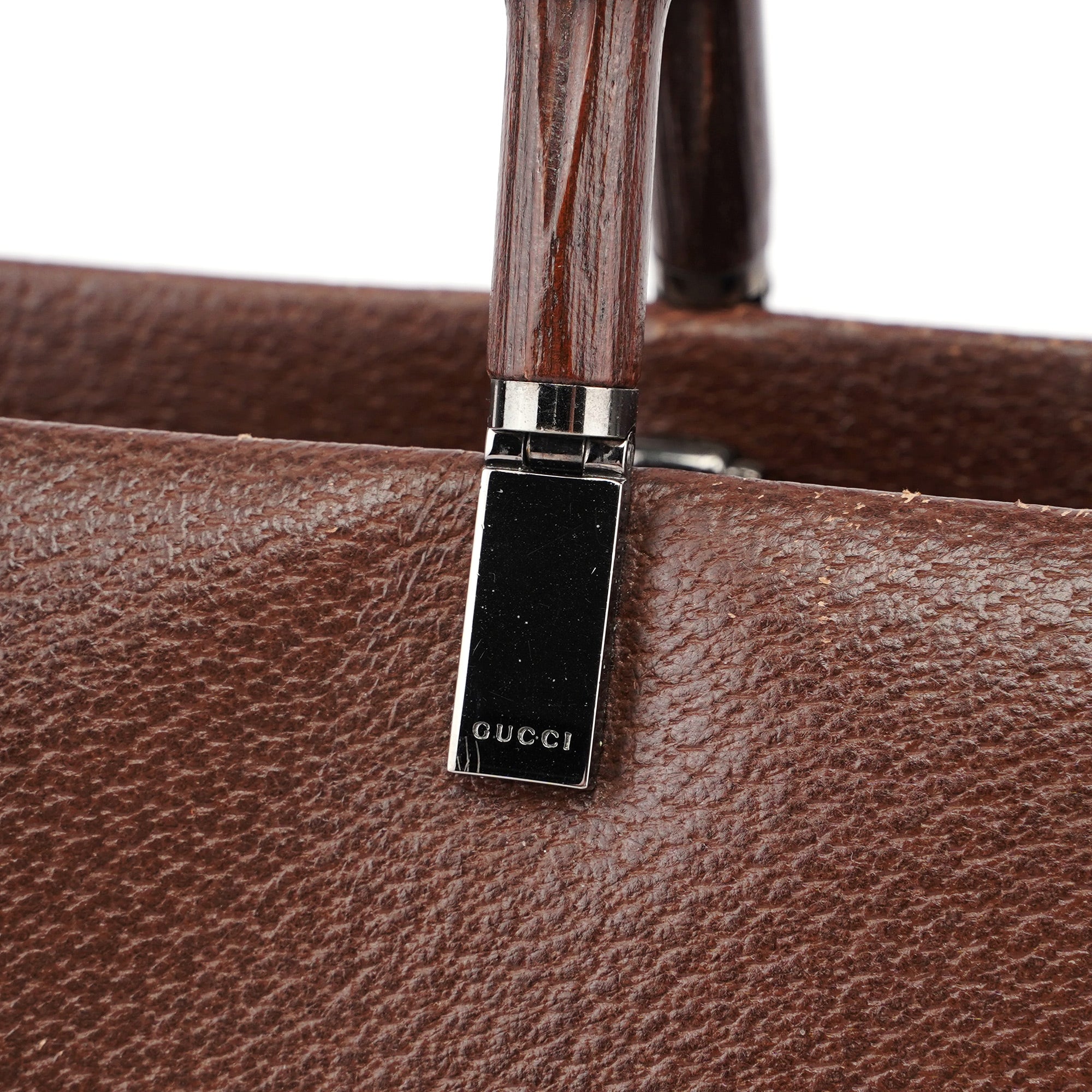Gucci Sac cabas deux portés Bamboo en cuir marron