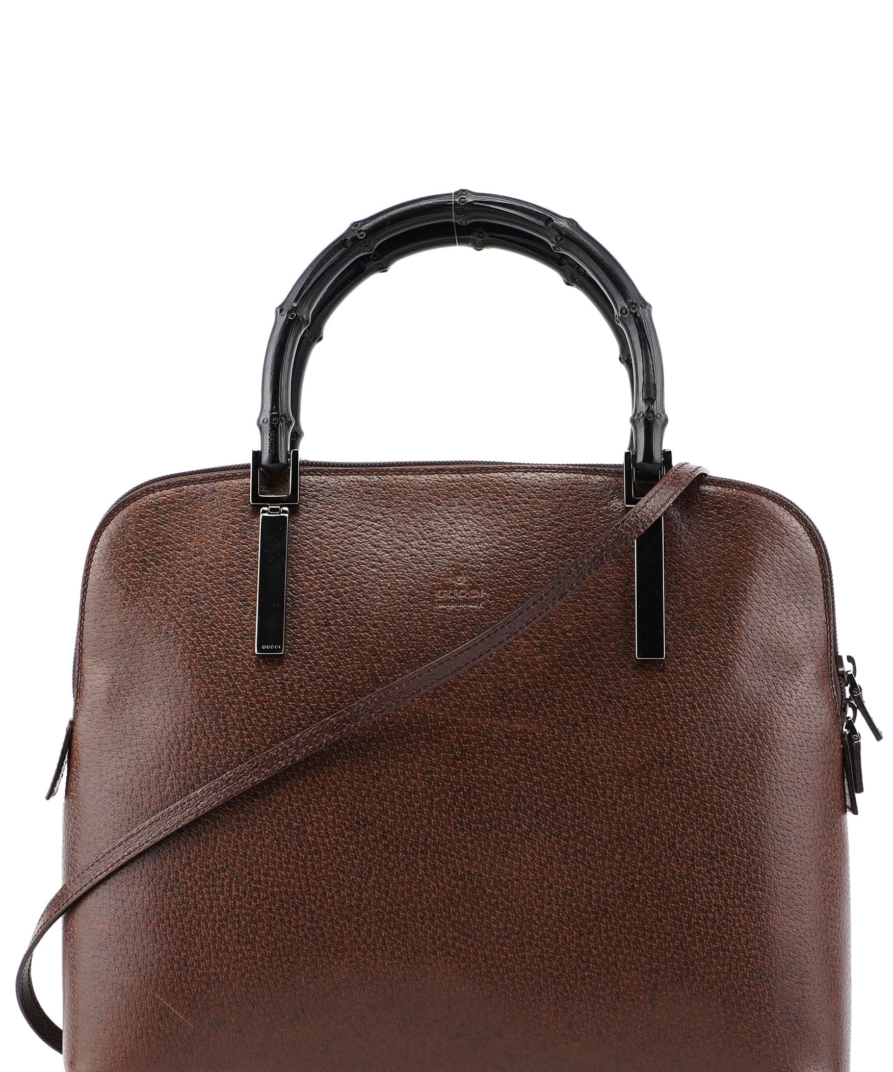 Gucci Brown Leather Bamboo 2-Way Tote