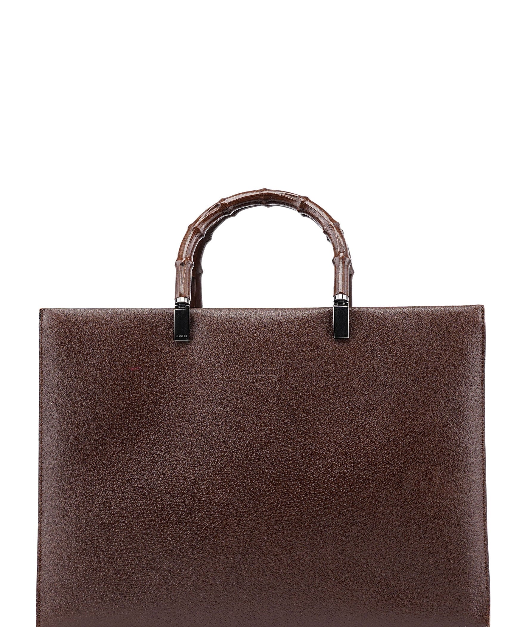 Gucci Brown Leather Bamboo 2-Way Tote Bag