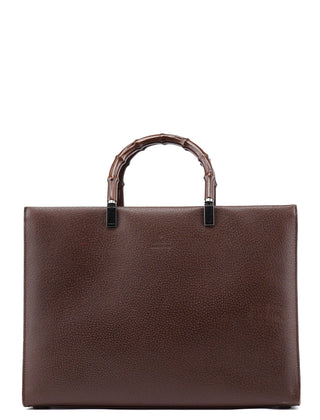 Gucci Brown Leather Bamboo 2-Way Tote Bag