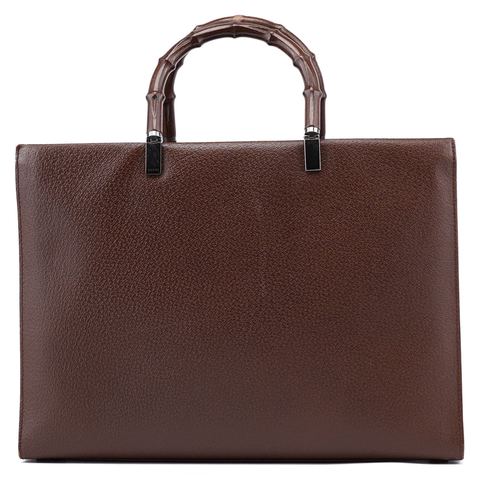 Gucci Brown Leather Bamboo 2-Way Tote Bag