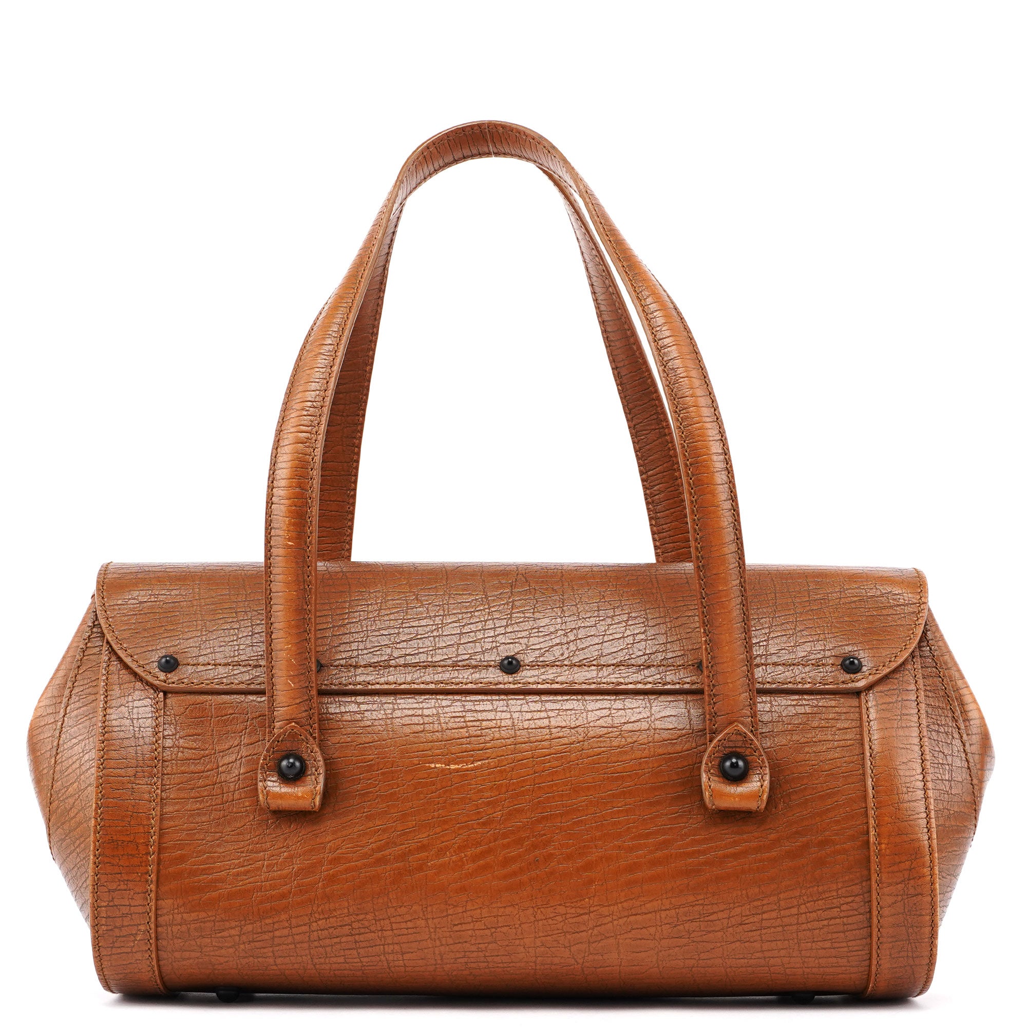 gucci Brown Leather Bamboo Handbag