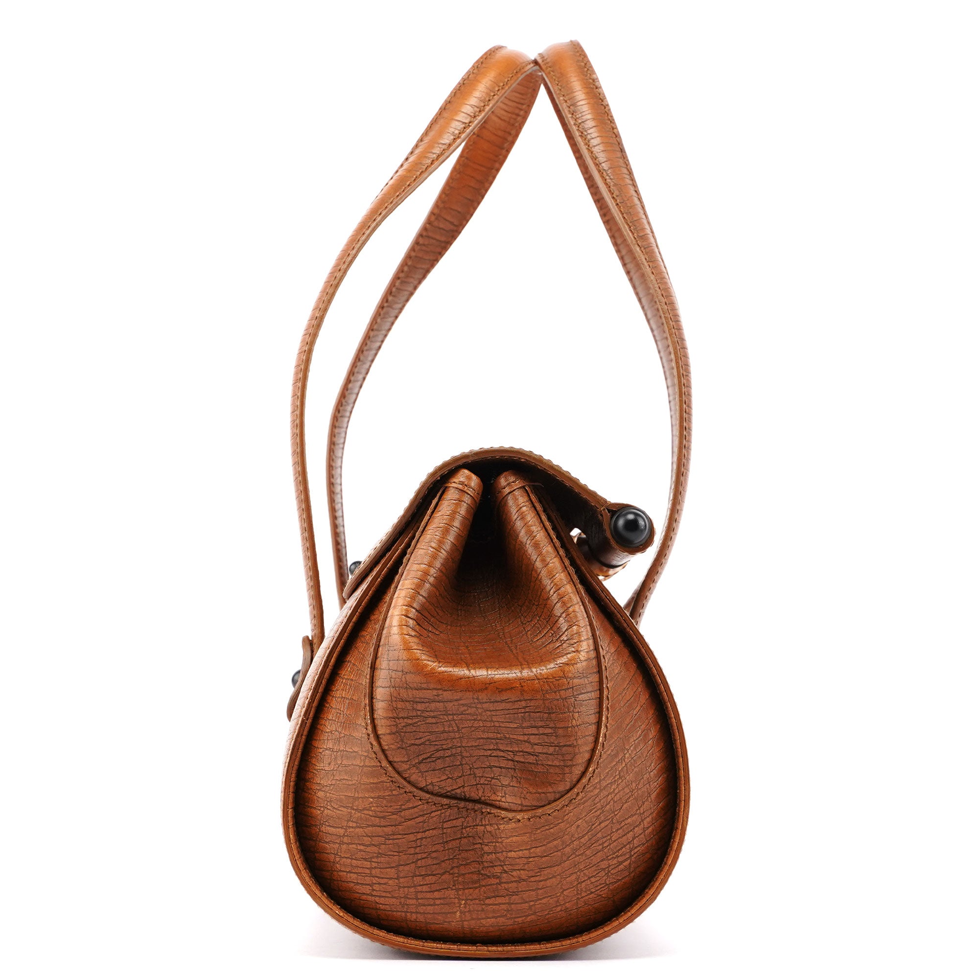 gucci Brown Leather Bamboo Handbag