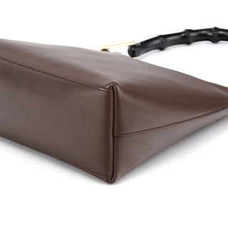 Gucci Brown Leather Bamboo Shoulder Bag