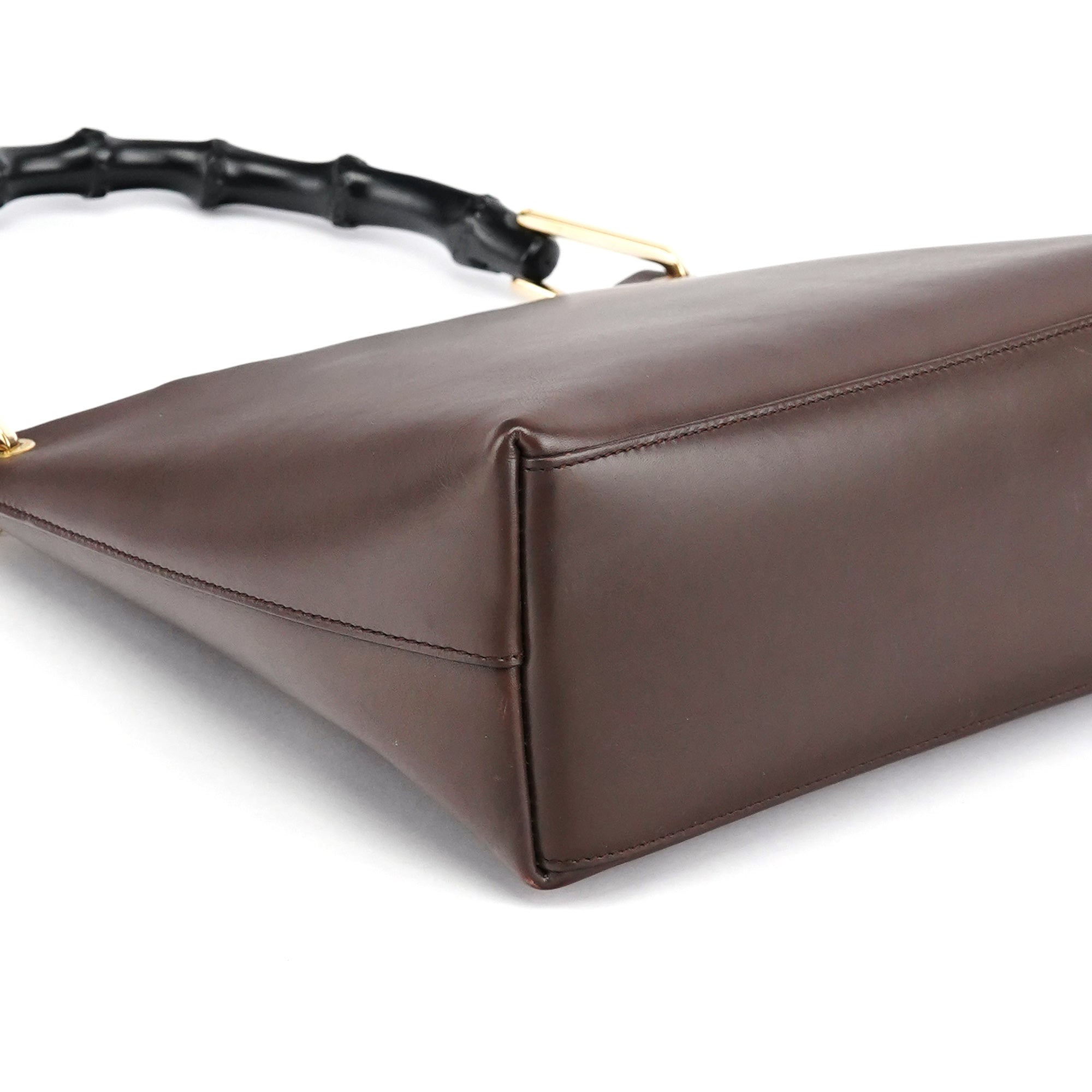 Gucci Sac porté épaule Bamboo en cuir marron