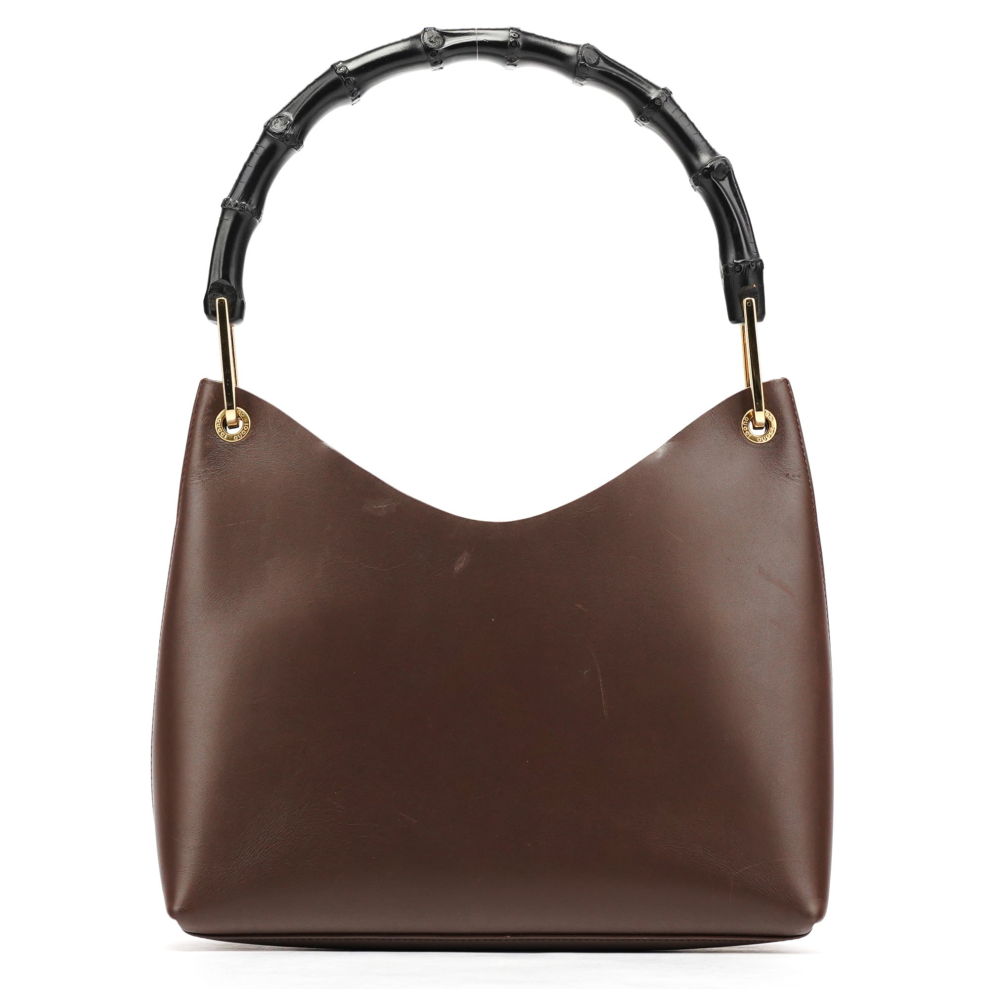 Gucci Sac porté épaule Bamboo en cuir marron