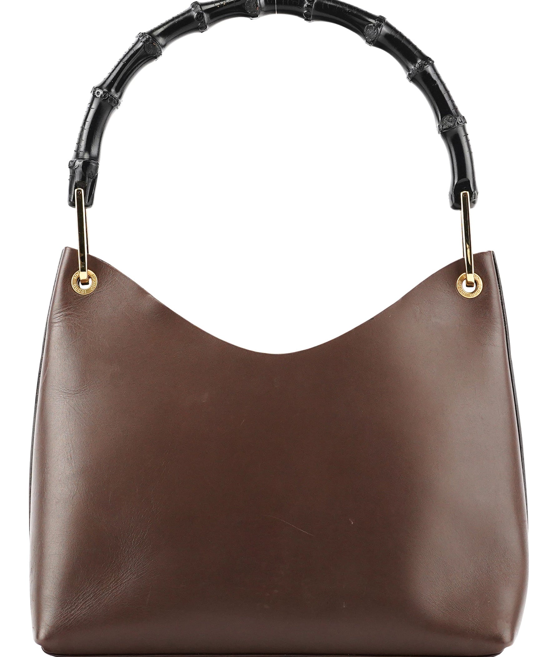 Gucci Brown Leather Bamboo Shoulder Bag