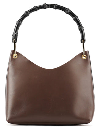 Gucci Brown Leather Bamboo Shoulder Bag