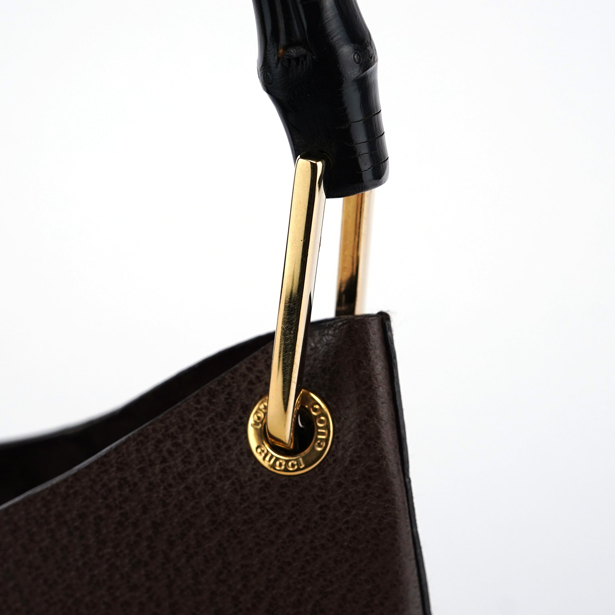 Gucci Sac porté épaule Bamboo en cuir marron