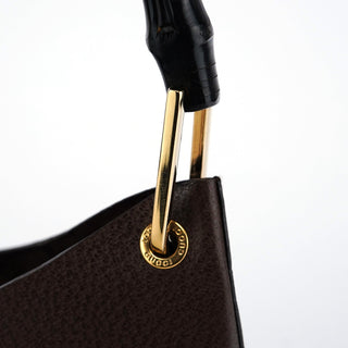 Gucci Brown Leather Bamboo Shoulder Bag