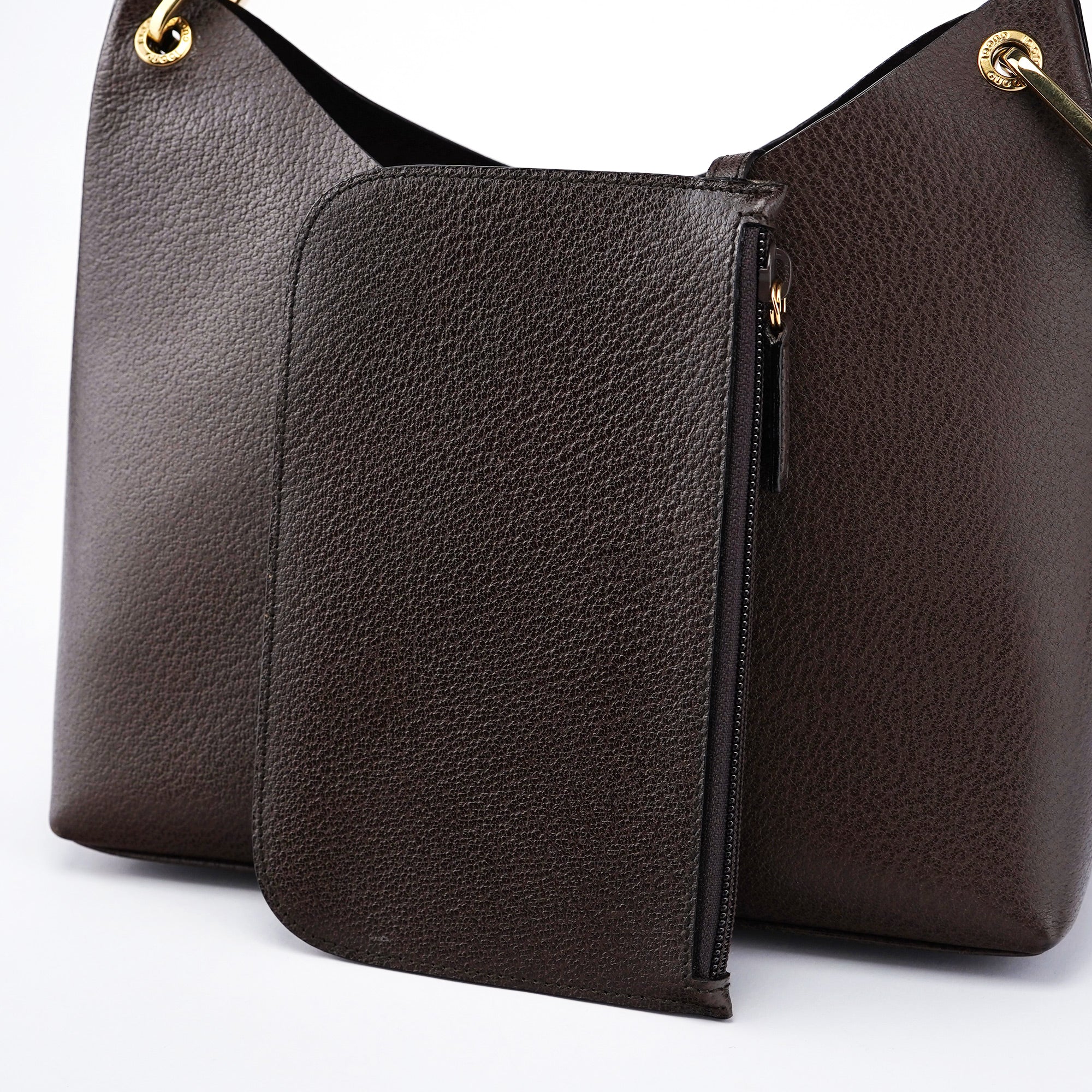 Gucci Sac porté épaule Bamboo en cuir marron