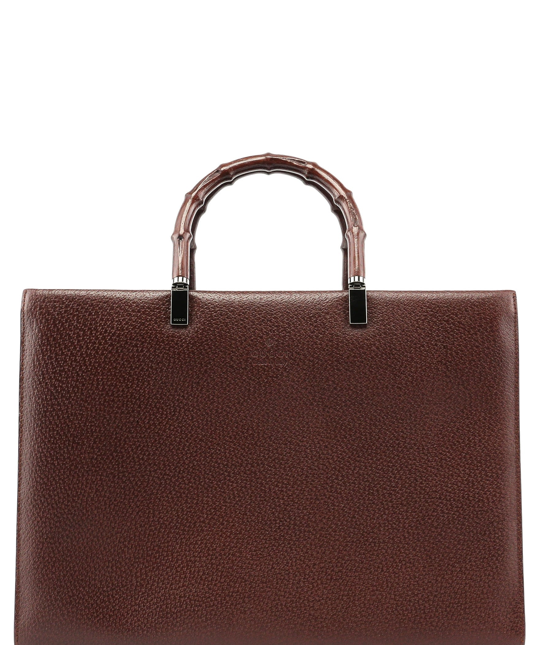 Gucci Brown Leather Bamboo Tote