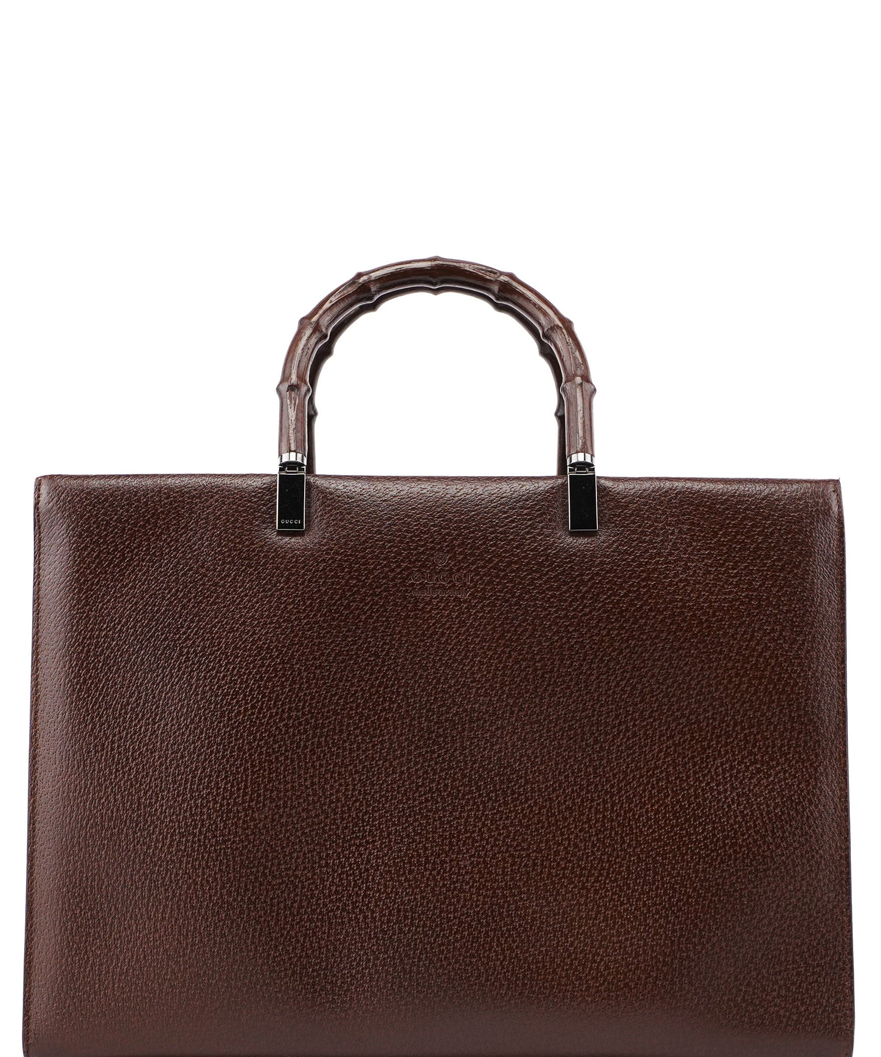 Gucci Brown Leather Bamboo Tote
