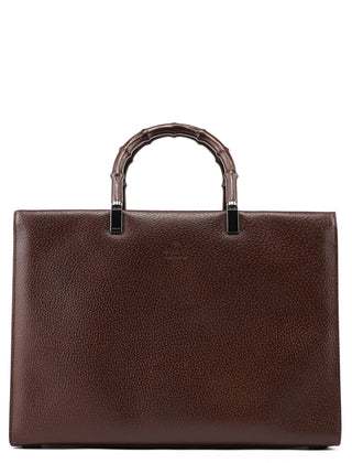 Gucci Brown Leather Bamboo Tote