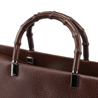 Gucci Brown Leather Bamboo Tote