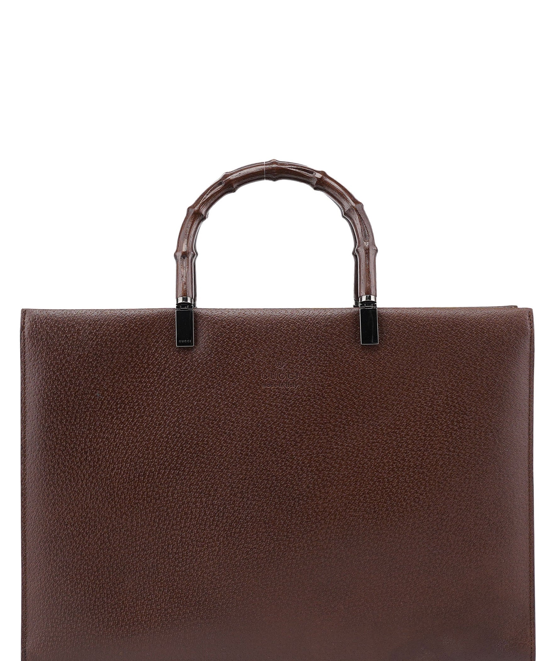 Gucci Brown Leather Bamboo Tote Bag