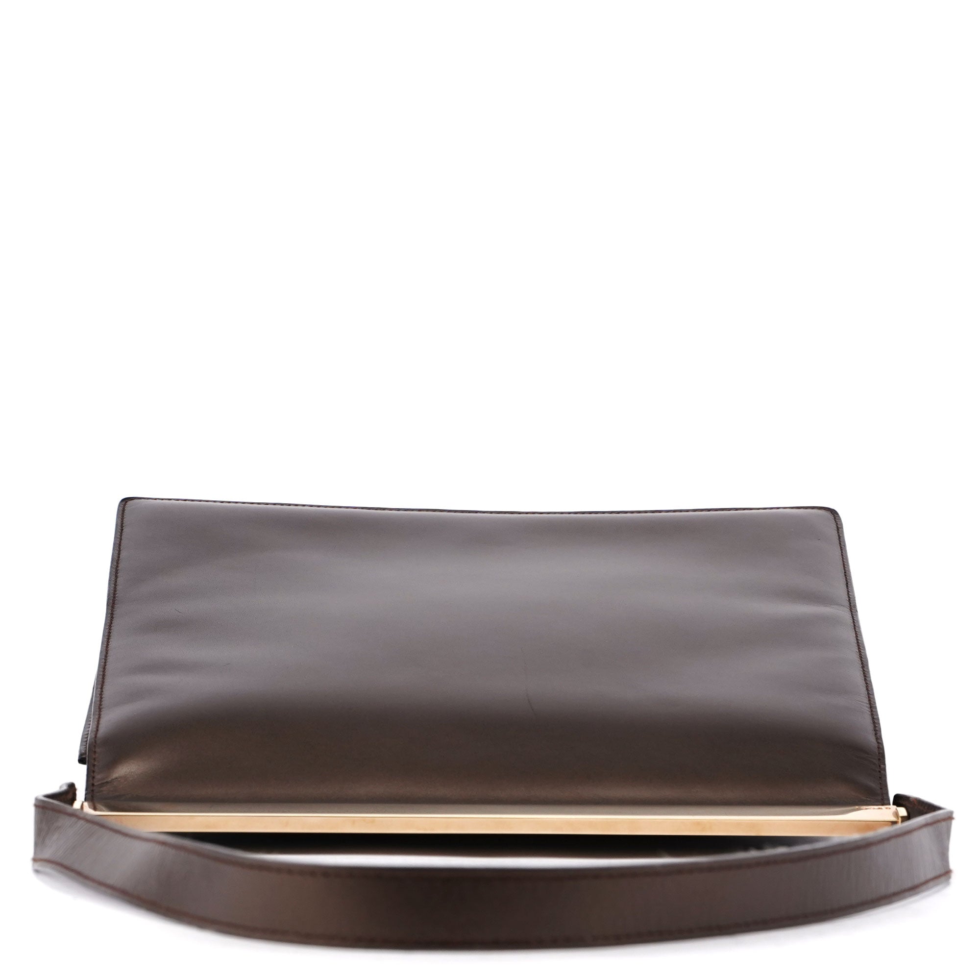 Gucci Brown Leather Flap Shoulder Bag