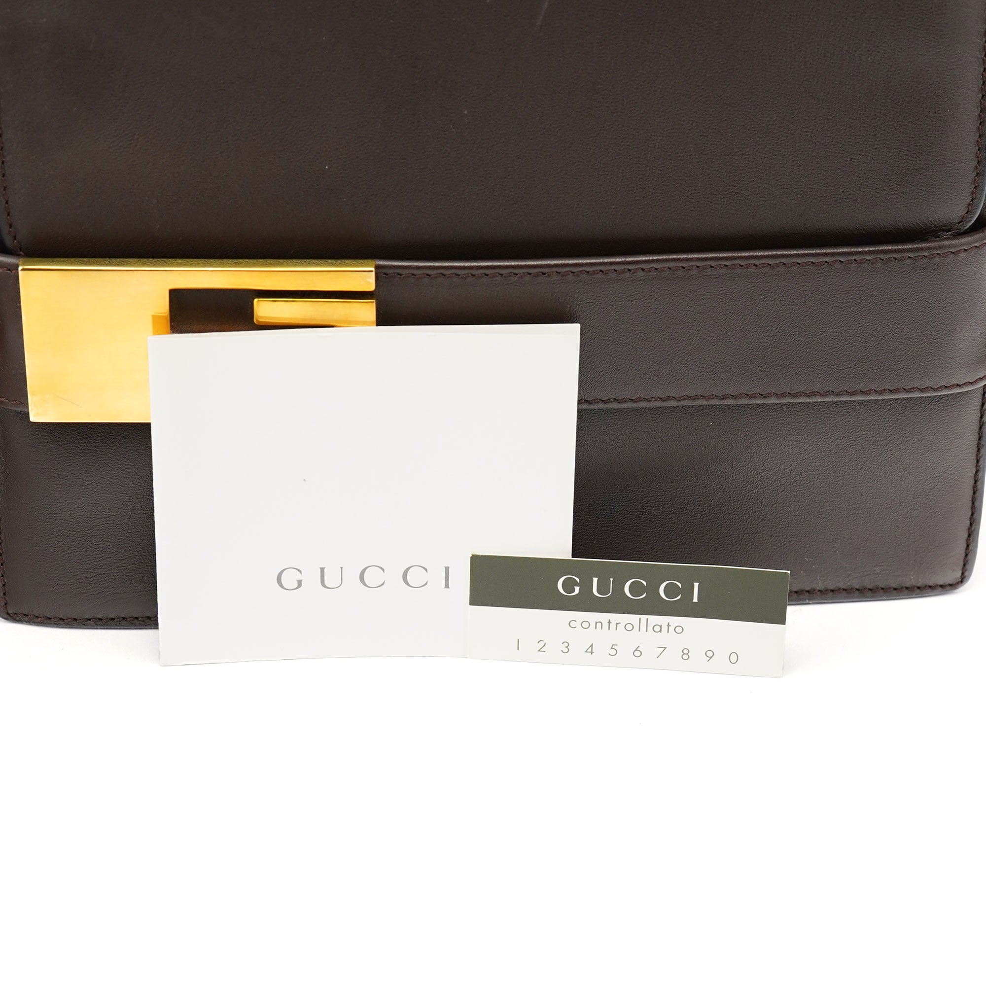 Gucci Brown Leather Square G Flap Shoulder Bag