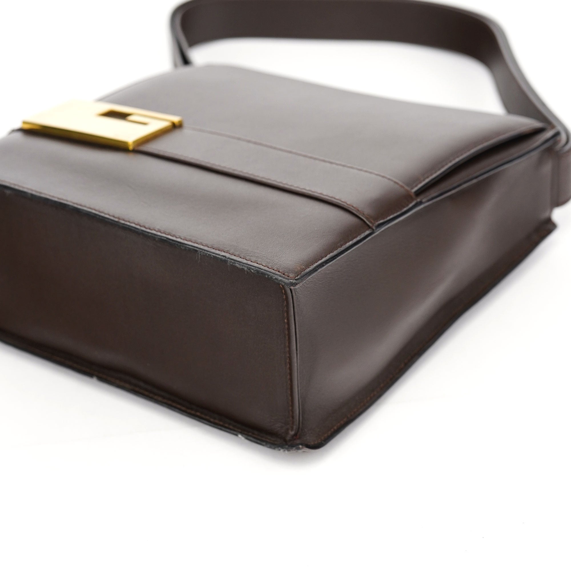 Gucci Brown Leather Square G Flap Shoulder Bag