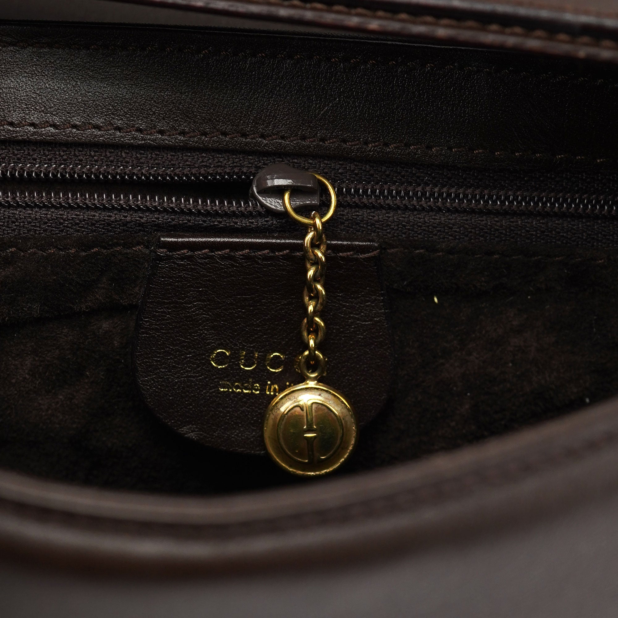 Gucci Brown Leather Square G Flap Shoulder Bag