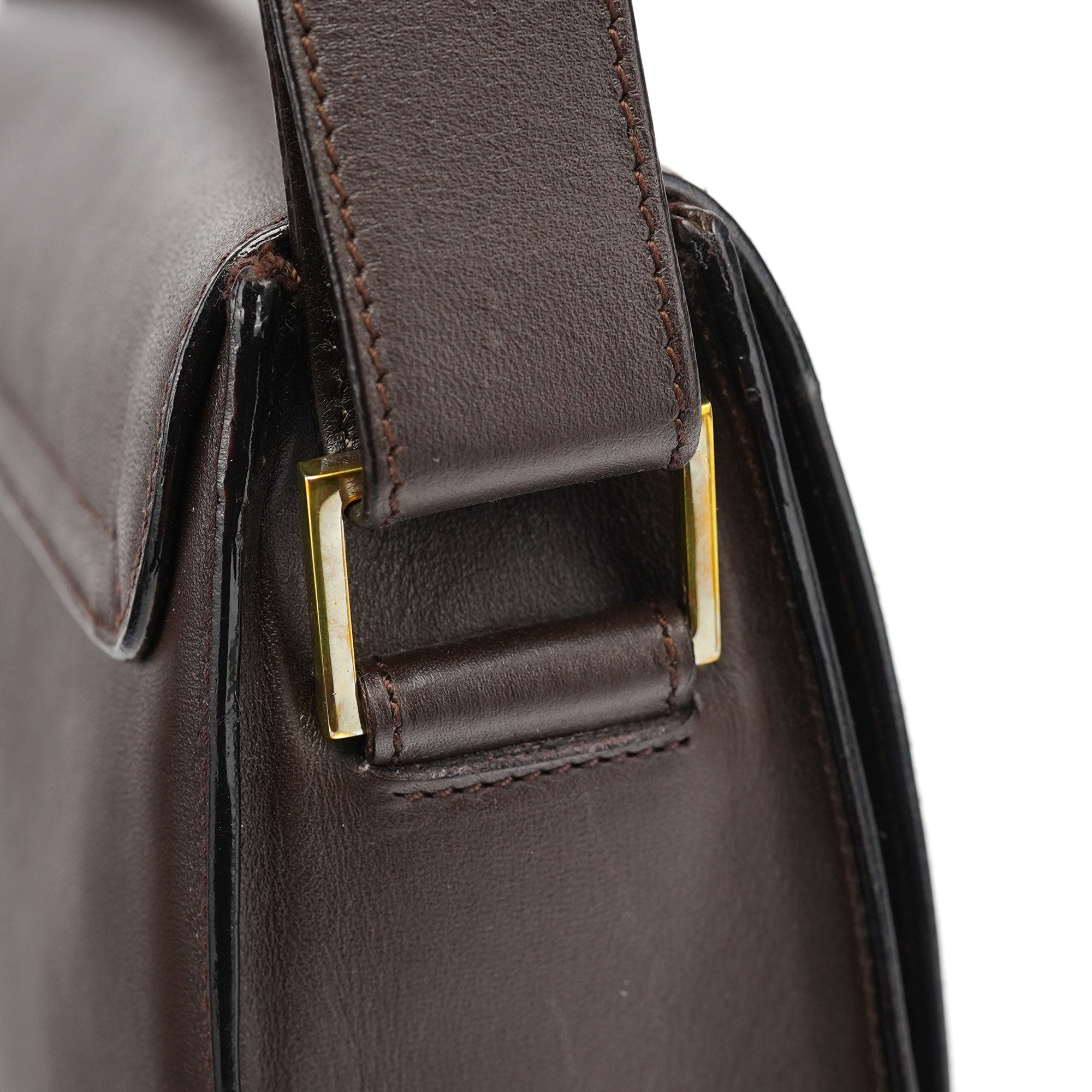 Gucci Brown Leather Square G Flap Shoulder Bag