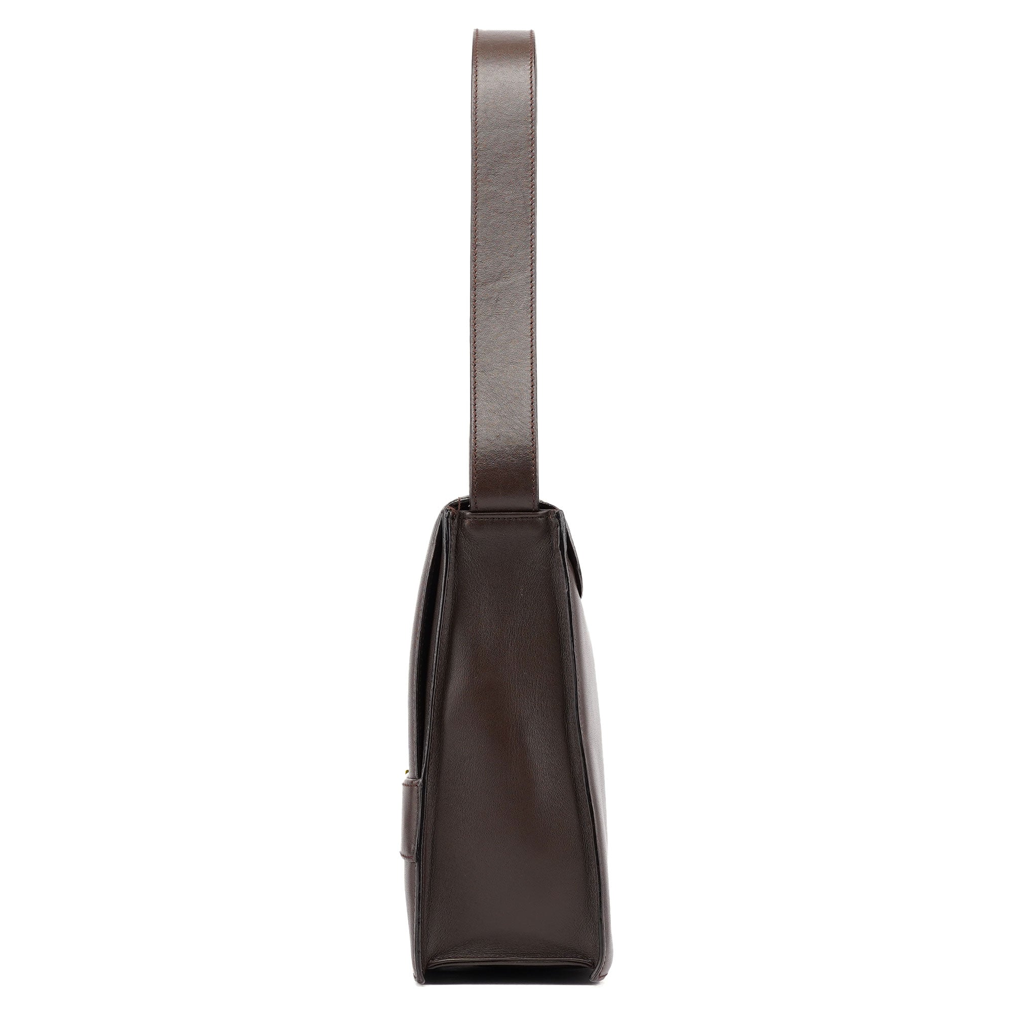 Gucci Brown Leather Square G Flap Shoulder Bag