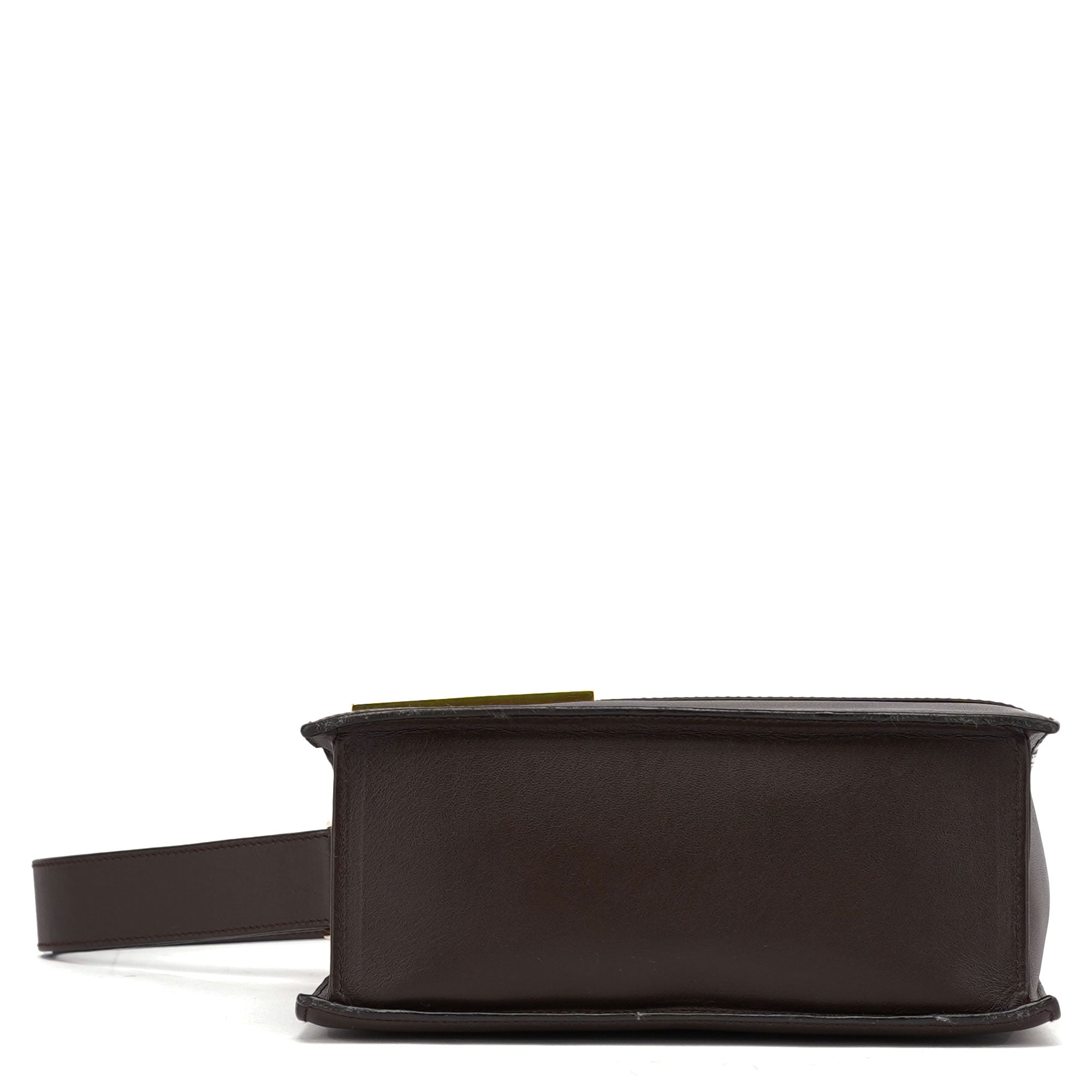 Gucci Brown Leather Square G Flap Shoulder Bag