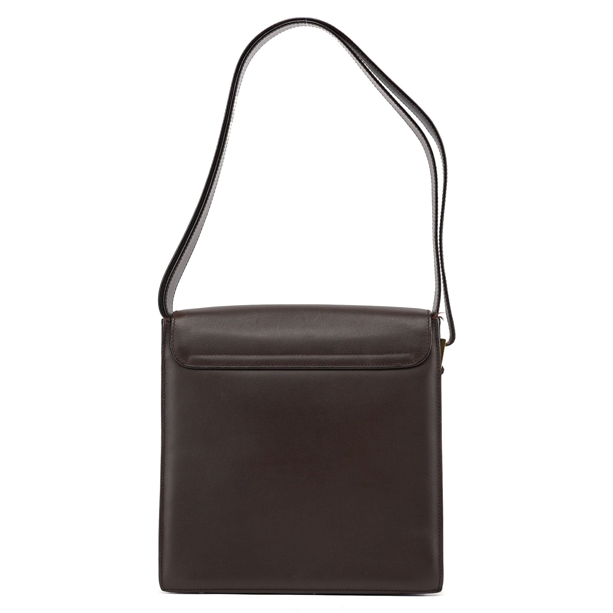 Gucci Brown Leather Square G Flap Shoulder Bag