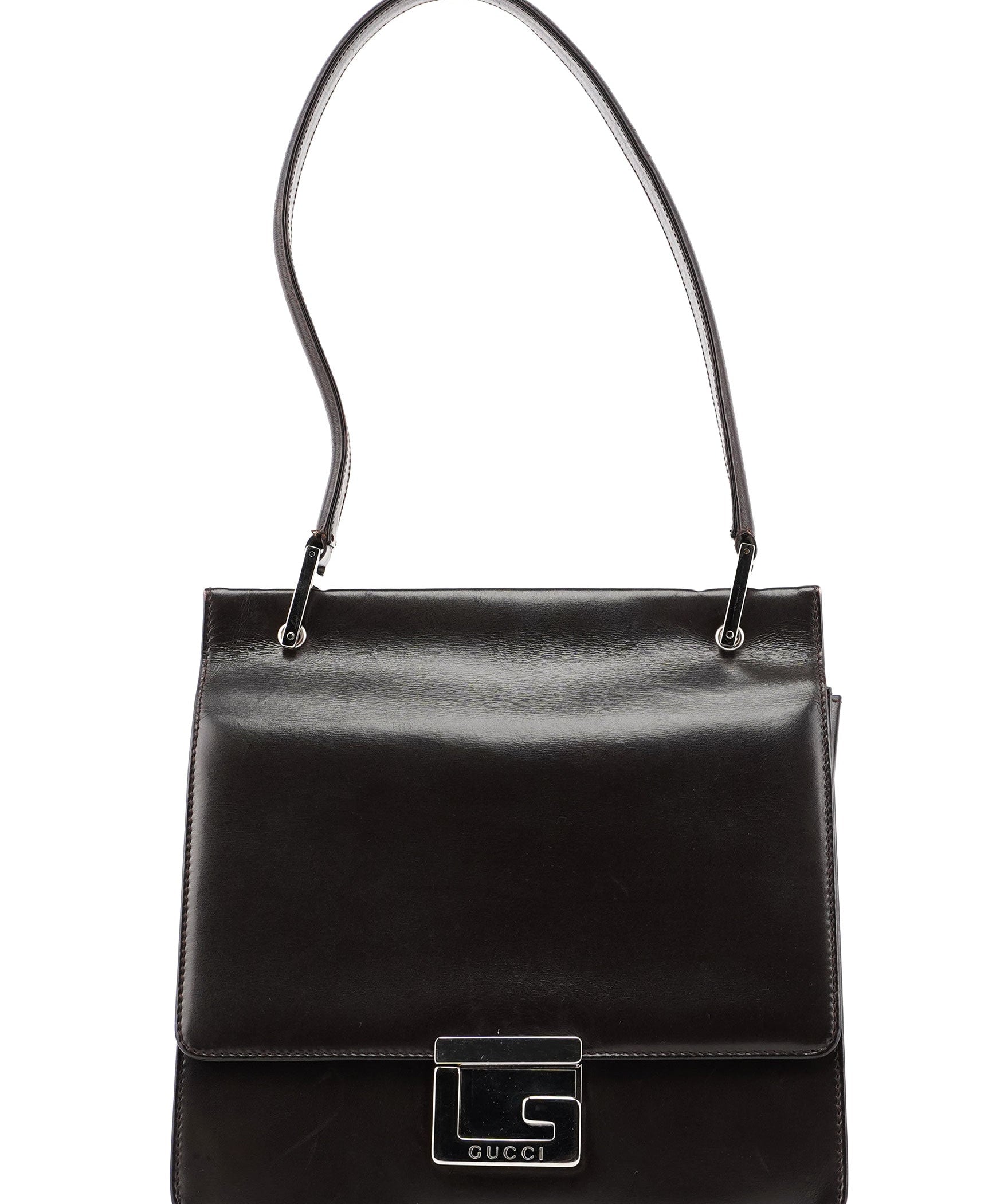 Gucci Brown Leather Square G Shoulder Bag
