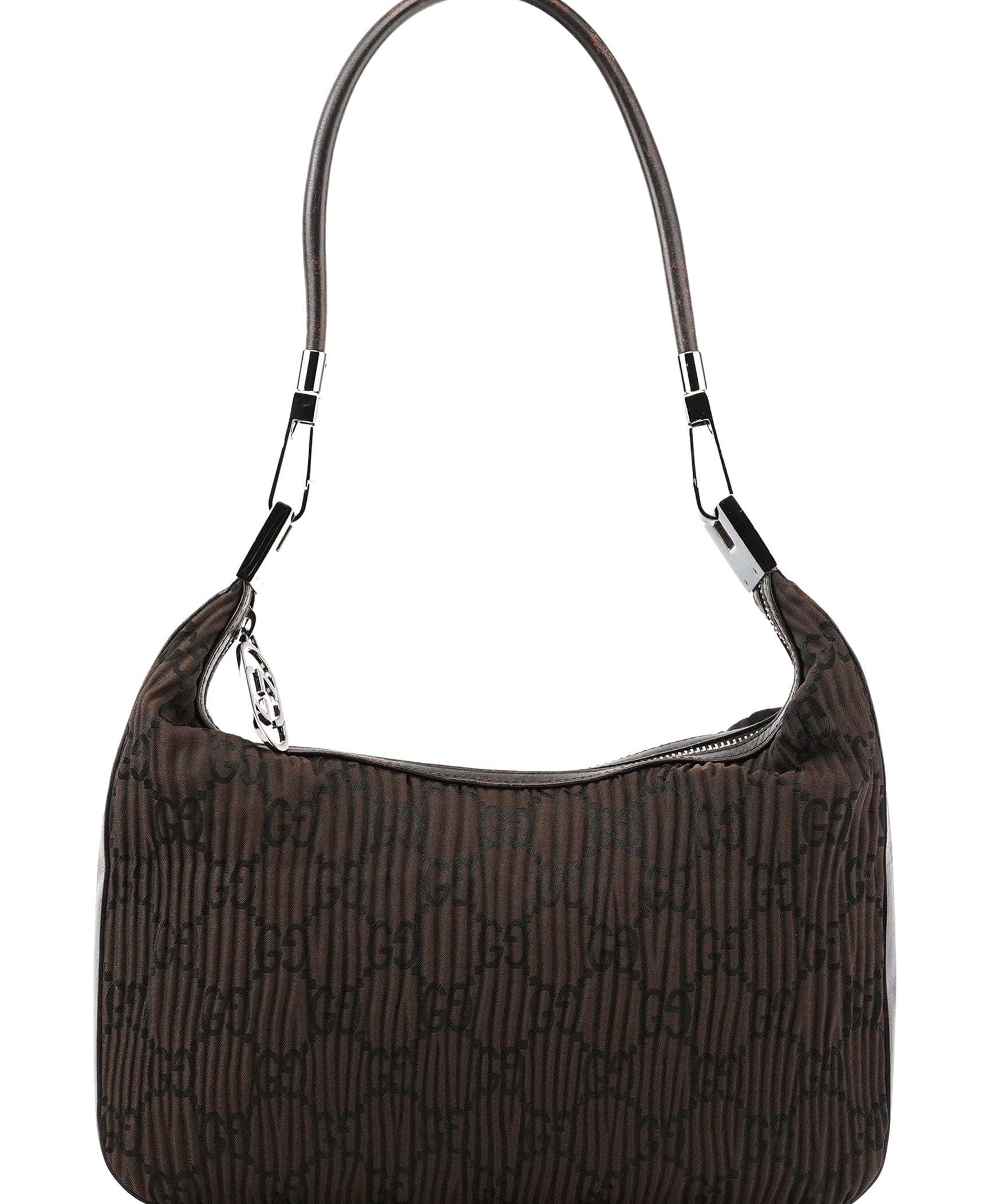 Gucci Plisseret GG hobo i brunt canvas