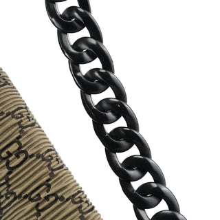 Gucci Brown Pleated GG Wood Chain Shoulder Bag