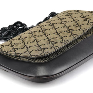 Gucci Brown Pleated GG Wood Chain Shoulder Bag