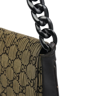 Gucci Brown Pleated GG Wood Chain Shoulder Bag