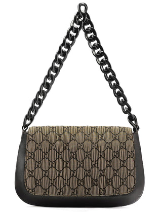 Gucci Brown Pleated GG Wood Chain Shoulder Bag