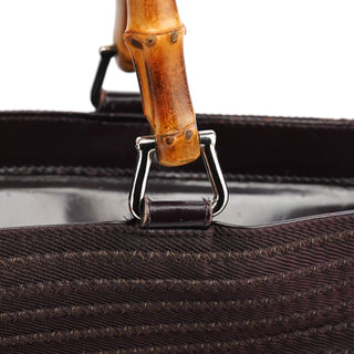 Gucci Brown Quilted Nylon Bamboo 2-Way Tote bag